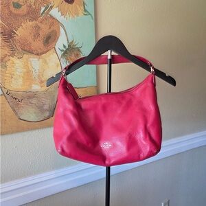 Coach Pebble Leather Red Hobo Bag
